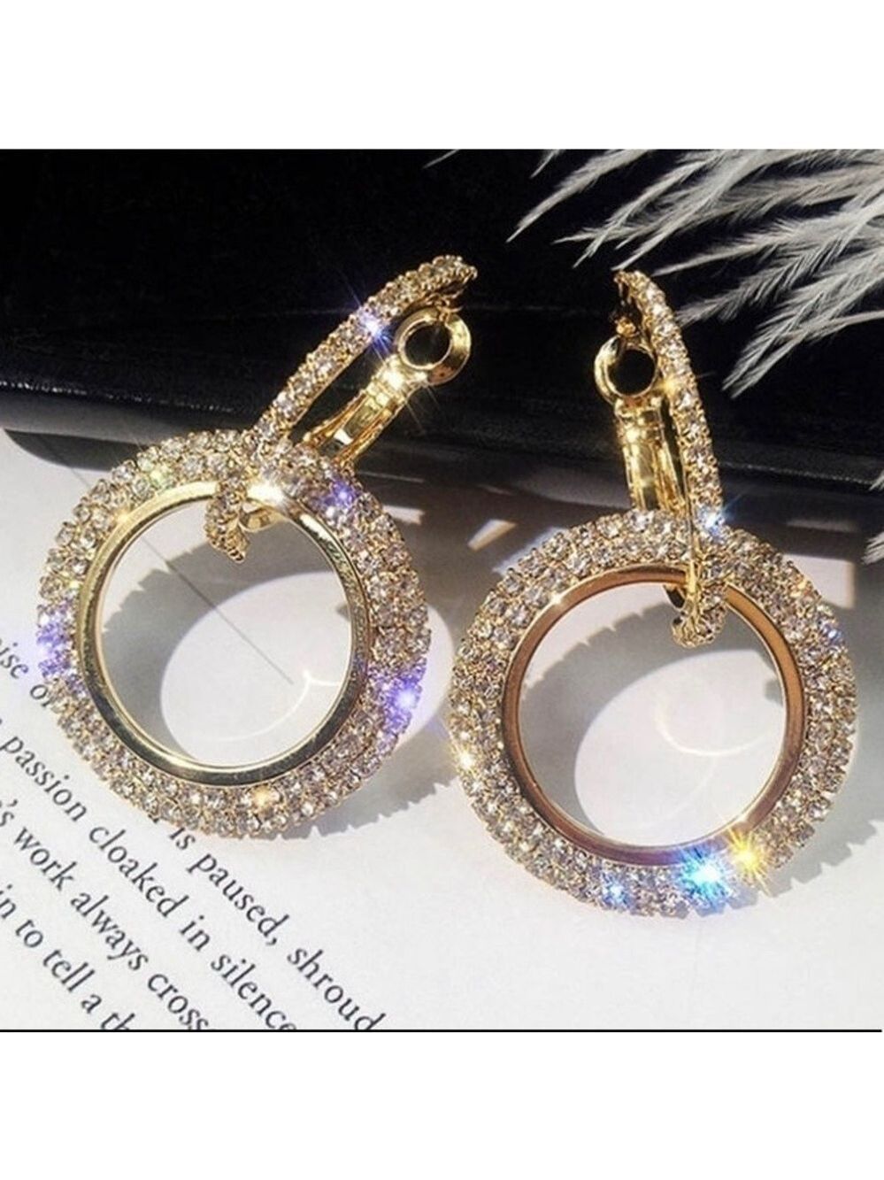 Gold Plated Crystal Hoop Earrings - Picture 4 of 9